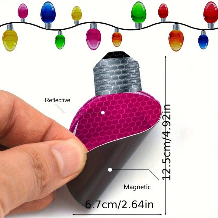 Set of 20 Reflective Car Magnets  Includes 12 Bright Light Bulb Designs  Perfect for Decorating Vehicles Garages Mailboxes and Fridges for Holidays and Parties  Reusable SelfAdhesive Polypropylene with Shimmery Finish
