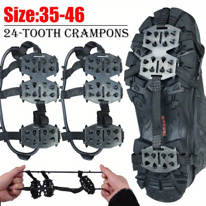 24Tooth AntiSlip Crampons  Shoe Covers for Ice  Snow Perfect for Hiking Climbing Walking Running  Hunting