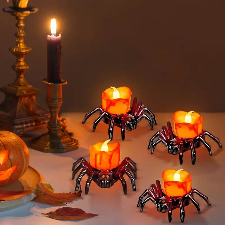 Spooky Halloween Spider LED Candle Set 48pcs  FSA0