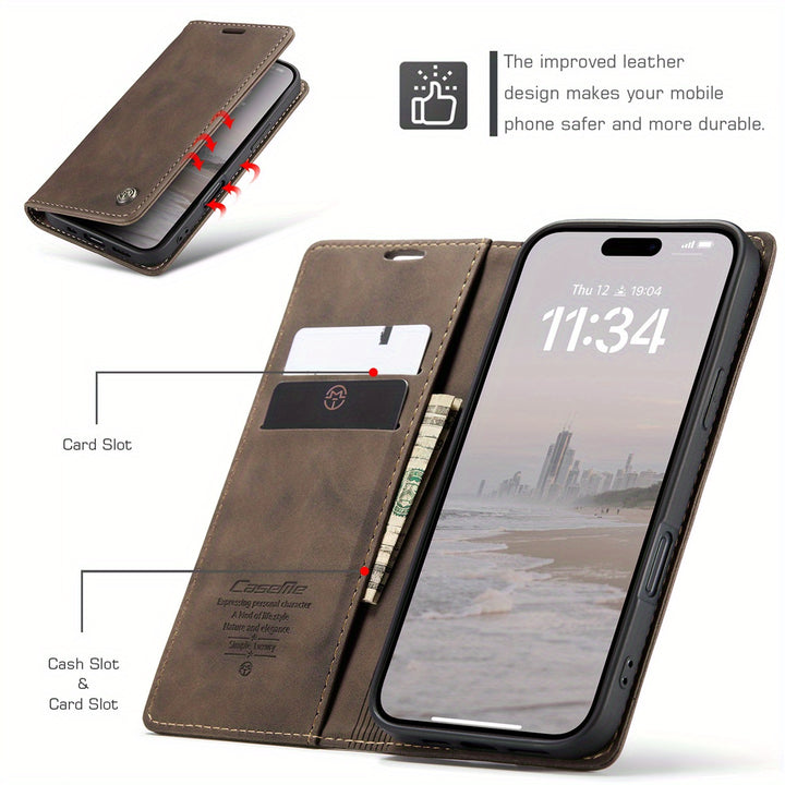 Faux Leather Flip Wallet Case for iPhone 16 Series  67frr