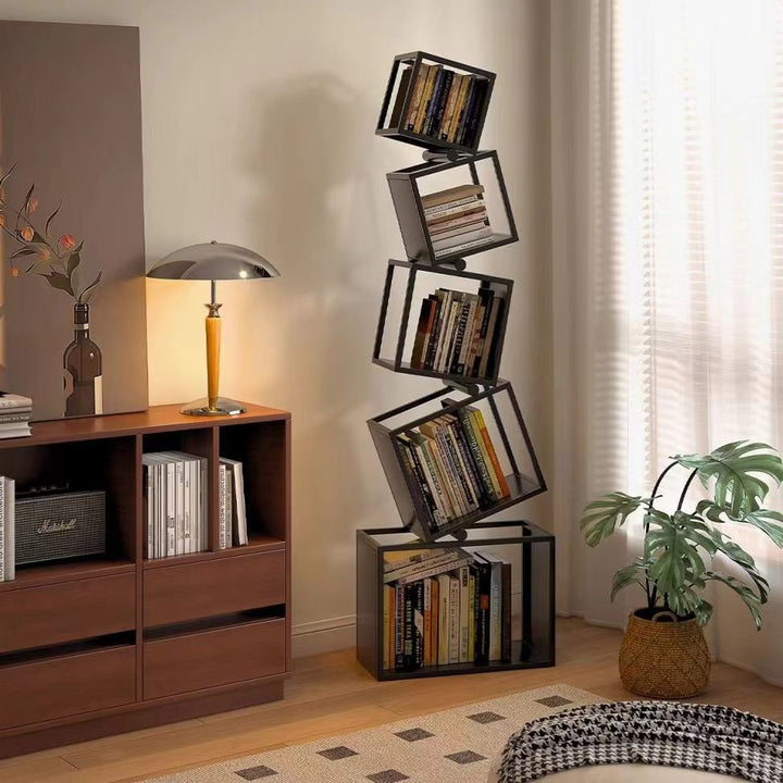 Modern Geometric Iron Bookshelf MultiLayer Storage for Your Office  B7JN