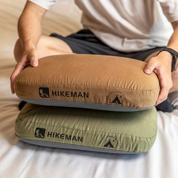 1pc HIKEMAN Breathable Cotton Blend Memory Foam Camping Pillow Portable Cervical Support for Outdoor Travel Lunch Break  AllSeason MultiPosition Comfort with Zipper Closure Hand Wash Only