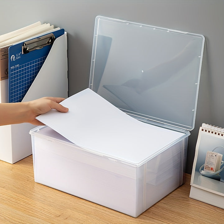 1pc Desktop File Storage Box A4 Paper Document Storage Box Stationery Book Finishing BoxR0XD