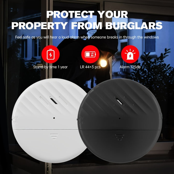 Wireless Door And Window Vibration Sensor Alarm 125dB Glass Breakage Antitheft Sensor Easy Install For Home Safety ProtectionKPEG