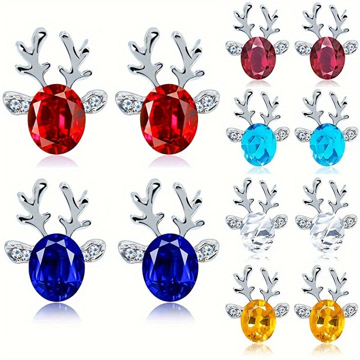 2pcs 3D Christmas Earrings Holiday Jewelry Accessories Christmas Gifts Ladies Reindeer Horn Earrings