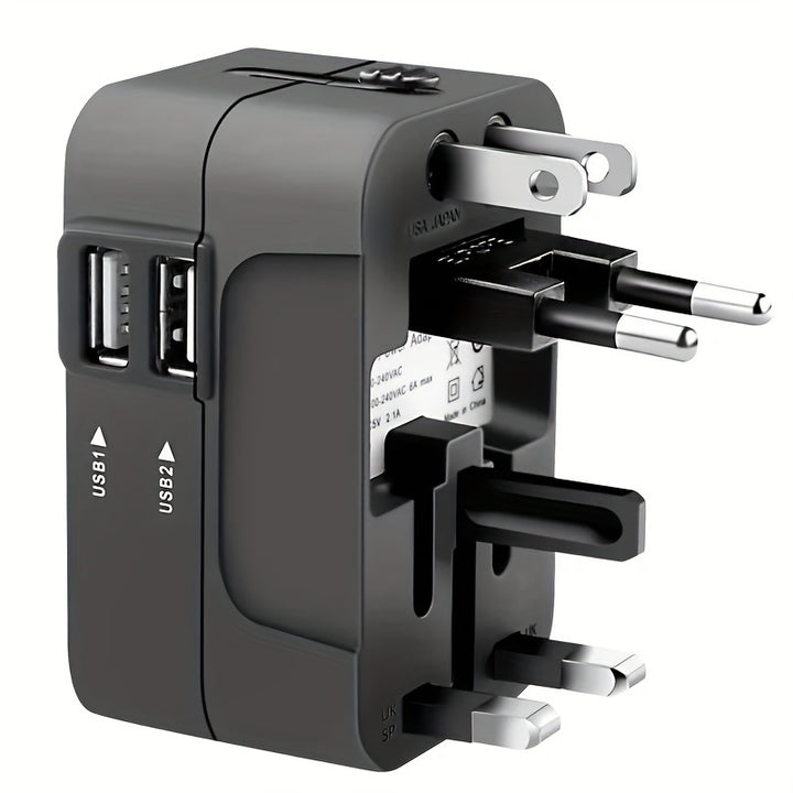 1pc Travel Charger With Dual USB Charging Ports 2 USB Charger All In One Universal Travel Charger Wall Charger AC Power Plug Adapter USA EU UK AUS Converter Adapter USB Charger Travel Adapter