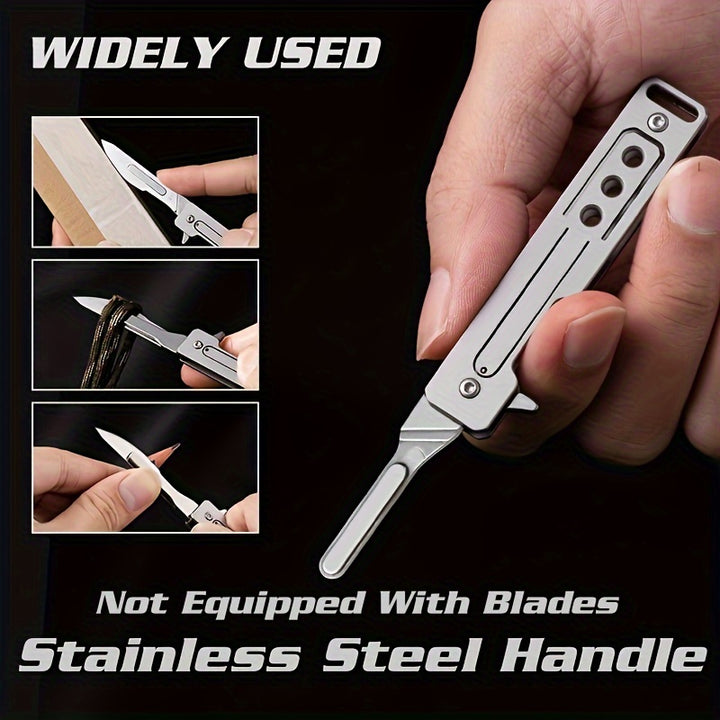 UltraLight Stainless Steel Folding Scalpel Handle  Keychain Edc Pocket Knife Blade Not Included Easy Diy Replacement