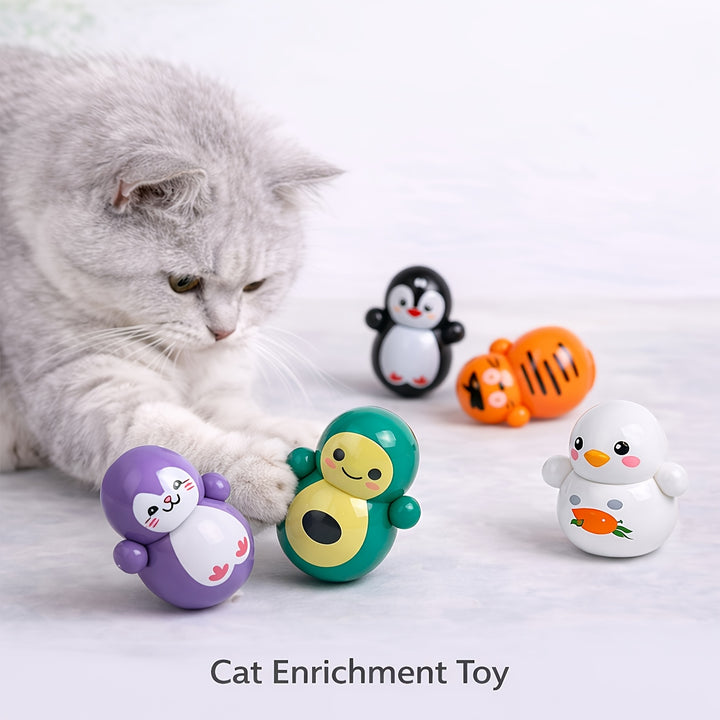 5pc SelfRighting Cat Rolling Toy Set