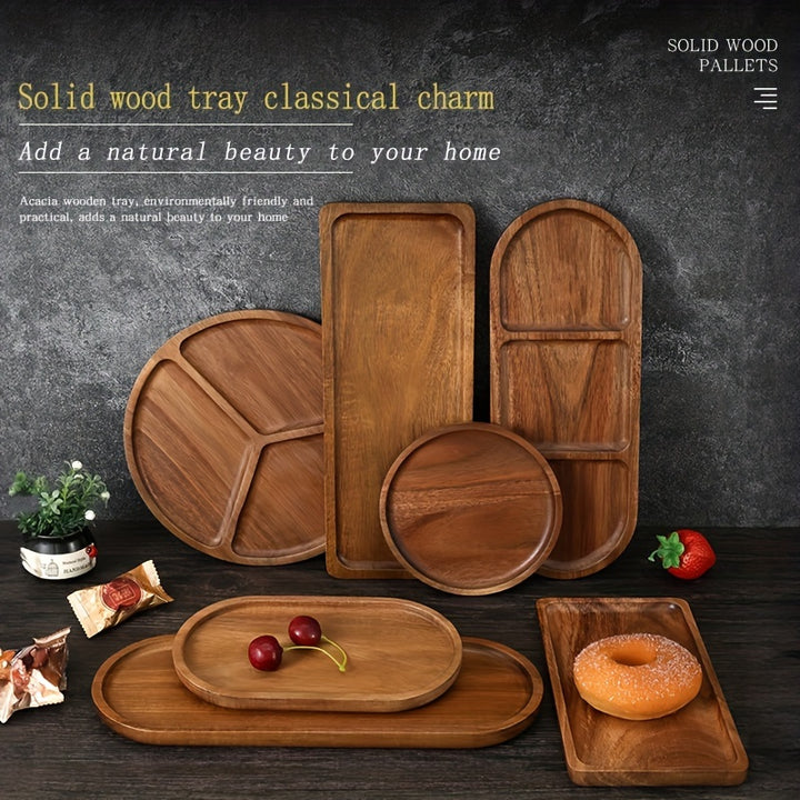 Versatile Acacia Wood Serving Tray Polished Finish  RNU4