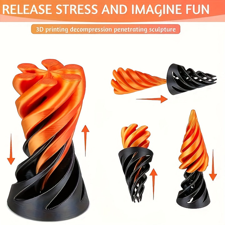 3D Printed Spiral Tree And Carrot Stress Relief Set  Unique Pop Fidget Toy for Adults And Teens  Plastic Material