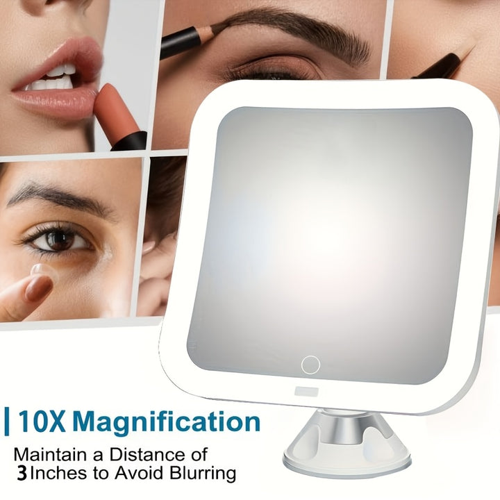 10X Magnifying Makeup Mirror with Rotatable Stand  Dual Light