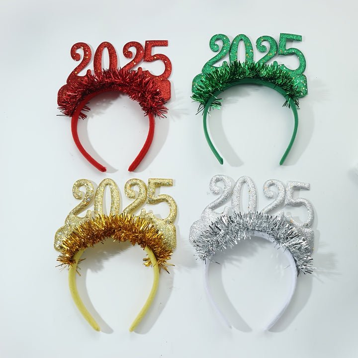 2pcs New Years 2025 Decorative Headbands  Cute New Year Accessories For Photos Festive Polyester Fiber Headpieces
