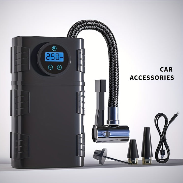 Portable Wireless Mini Car Pump with Digital Display  USB Rechargeable Fast Inflation for Cars Bikes  Basketballs