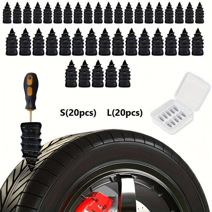 40pcs S 20pcsL 20pcs Separately Packaged Vacuum Tire Quick Repair Kit With Spiral Rubber Nails Suitable For Automobiles And Motorcycles
