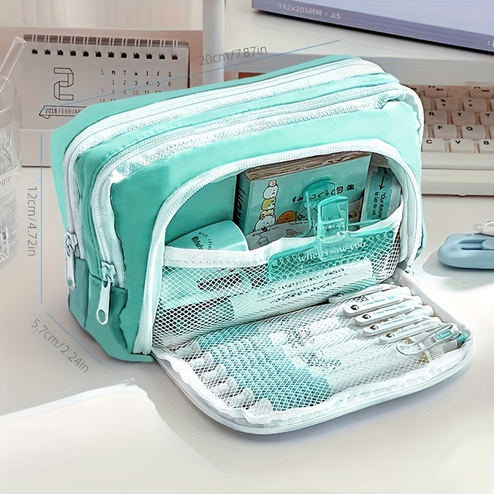 1pc Stationery Bag Pencil Case Large Capacity Pencil Case Handheld Pencil Case Stationery Box Cosmetics Portable Gifts Suitable For Office School Youth Girls Boys Men Women Adults