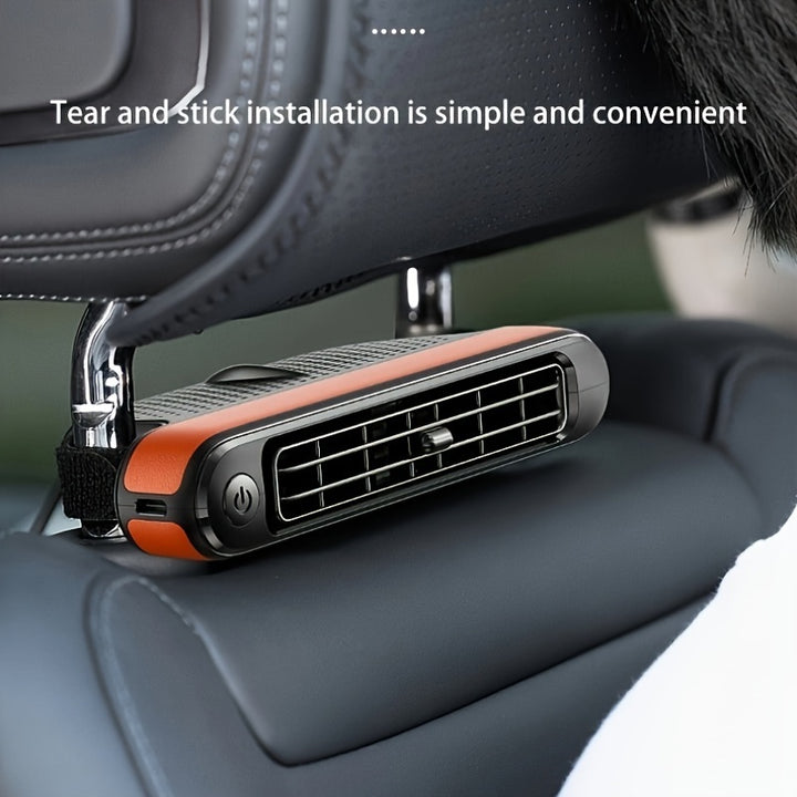 2024 Portable Car Seat Fan with USB Power Adjustable 3Speed Turbine Headrest and Backrest Cooling Fan Leafless Design for Vehicle Comfort  Operates at 36V without Battery