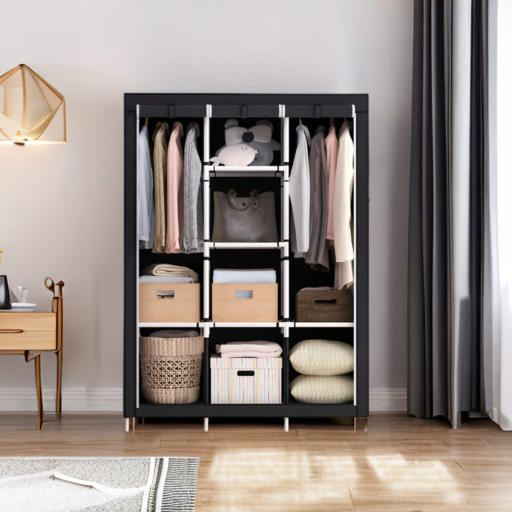 1pc Portable Wardrobe Closet Large Wardrobe With NonWoven Fabric Cover Freestanding Garment Organizer Suitable For Bedroom  Living Room Ideal Home Supplies