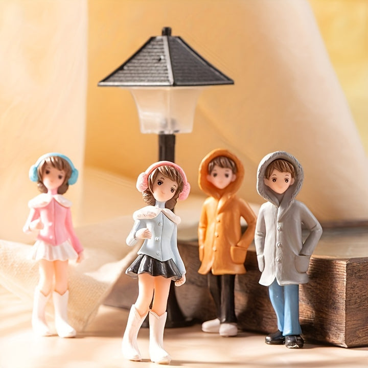 4pcs Cartoon Cute Girls Boys Couples Figurines Anime Figure Action Figure Collection Model Room Decoration Christmas Gift ToysWOW7