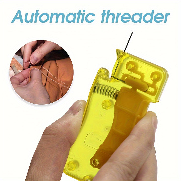 1pc Lemon Yellow Automatic Needle Threader DIY Hand Sewing Threader Hand Machine Stitch Insertion Sewing Tool Household Crafts  Sewing Supplies