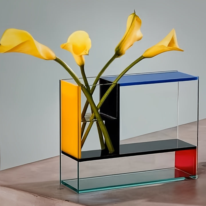 Modern Acrylic Vase with Colorful Panels  RWDV