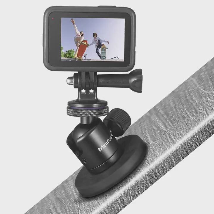 MINIFOCUS Magnetic Camera Mount Base with 360 Rotating Ball Head Strong RubberCoated Neodymium Magnet 1420 Threaded Screw for GoPro  More  Aluminum Alloy Pedestal Mount Uncharged  for Cars Boats Jetskis Cabinets Fridges Gym Equipment