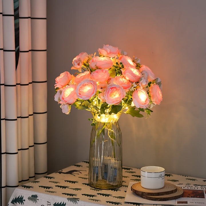 LEDLit Artificial Rose  Peony Bouquet Lights  3NK1