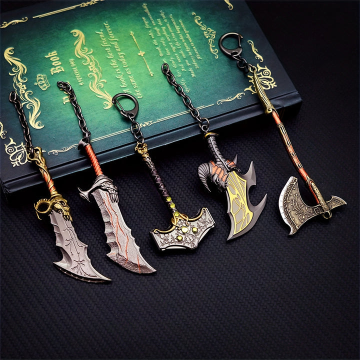 Gaming Weapon Keychain Metal Axe Hammer Pendant for Men  TJR0N57