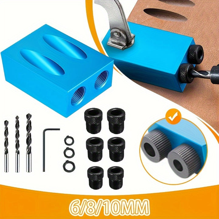 714pcs Oblique Hole Locator Drill Bit Woodworking Pocket Hole Jig Kit  TJRCI1Y