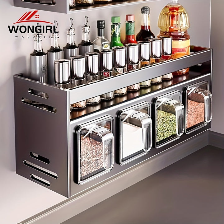 WallMounted Aluminum Spice Organizer with Containers7VIS