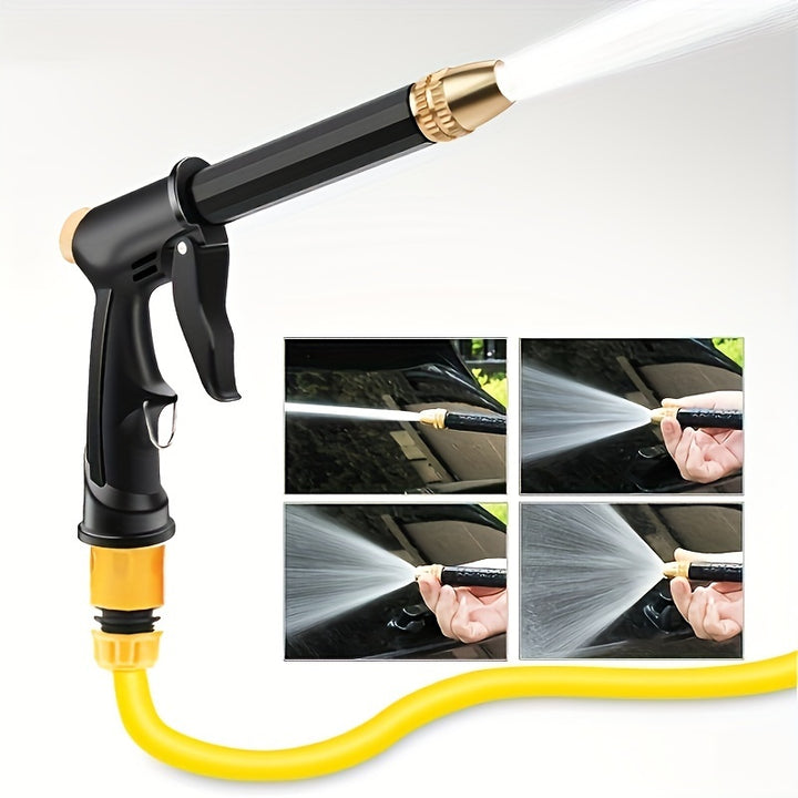 High Pressure Car Wash Nozzle Water Gun Set Manual Operation Garden Hose Attachment for Watering Vehicle Cleaning Durable Plastic Construction No Battery Required