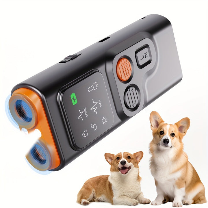 1pc Rechargeable Dog Bark Deterrent Tool Outdoor Sonic Repellent Anti Barking Control Ultrasonic Dog Training Device With Emergency Light