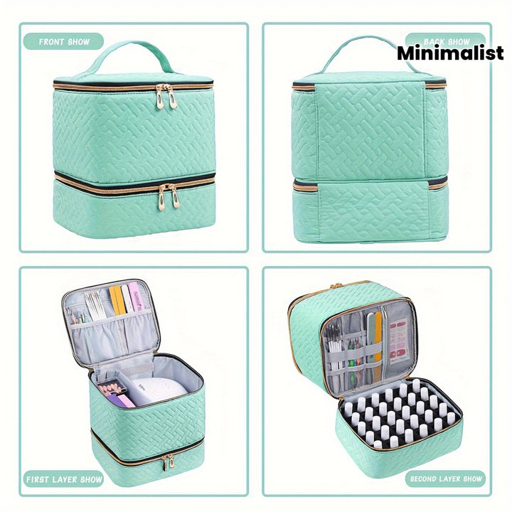 Chic DualCompartment Quilted Makeup  Nail Polish OrganizerAML NAIL MAK
