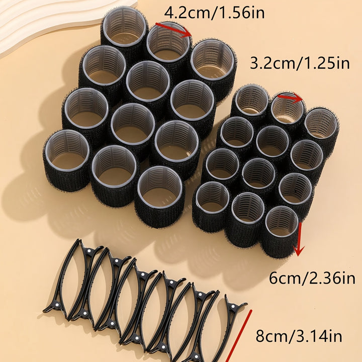 36 Pcs SelfGrip Hair Rollers Set With 24 Rollers  12 Duckbill Clips SalonQuality Hair Curlers For DIY Hairstyles Noheat Varied Sizes