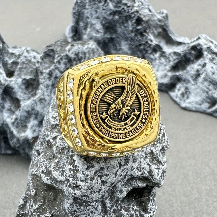Stainless Steel Eagle Pattern Square Ring for Men  JHG3