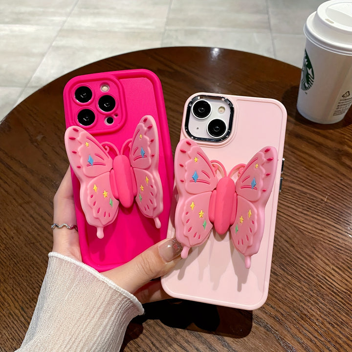 Angel Photo Frame Suitable For Apple 15 Promax Folding Butterfly Stand Phone Case For IPhone1413 Solid Color Protective Cover