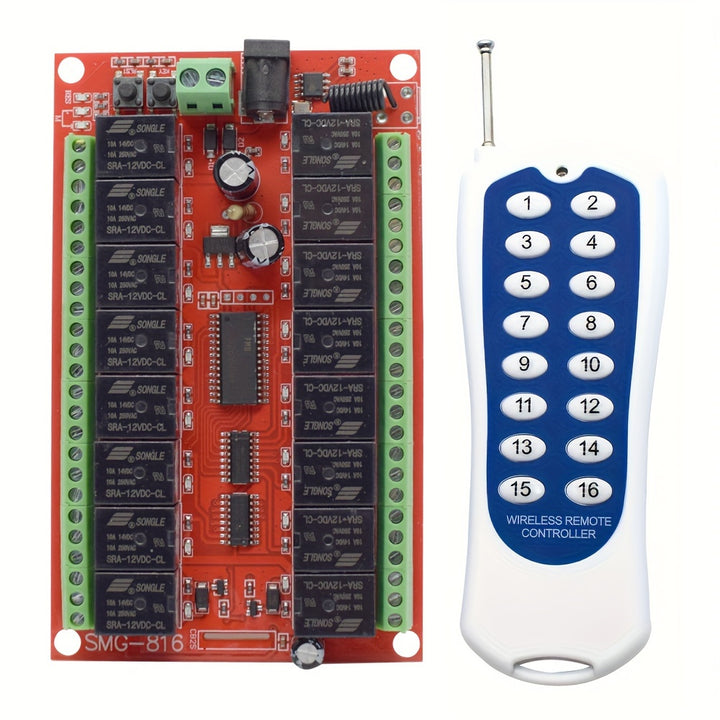 1pc DC 12V 24V 16 Channel Relay RF Switch Remote Control Transmitter Receiver 433Mhz Module 16CH Radio Controller System Long Range 433Mhz Transmitter  Receiver