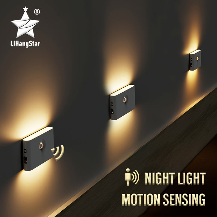 1pc2pcs4pcs LED Smart Sensor Night Light Wireless USB Rechargeable Sensor Wall Light With Motion Sensor Upper And Lower Glow Protect Eyes Suitable For Bedroom Hallway Cabinet Bathroom Kitchen Drawer