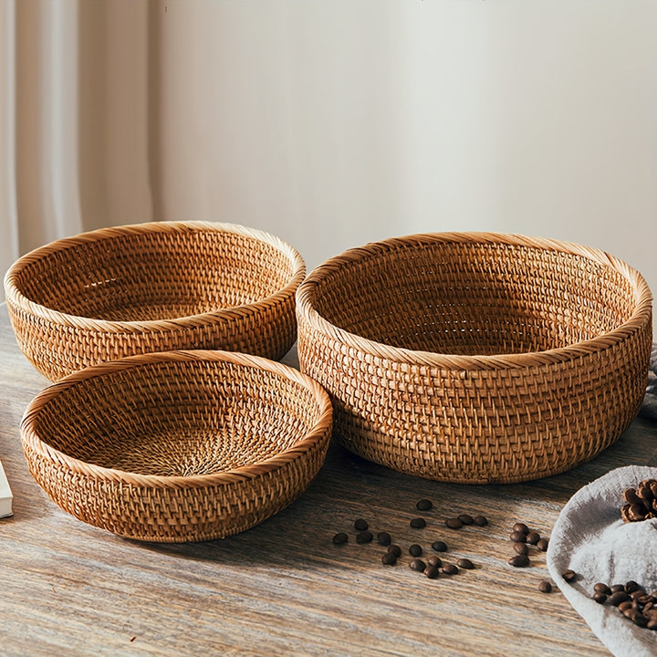 Rattan Fruit Basket Circular Woven Bread Basket  CFR3