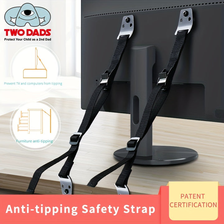 Baby Proof Furniture Straps Safety Straps Are Secured To The Tv Cabinet And Walls Adjustable Tape MetalPlastic Fittings