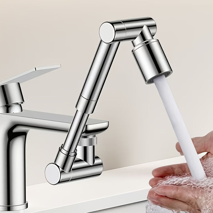 1pc Robotic Arm Faucet Extender Universal WaterSaving Nozzle with AntiSplash Bubble Metal Retractable  Rotatable Arm Upgraded 4D DualGear Switching 1440 Mechanical Rotation for Home Renovation Plumbing Fixtures