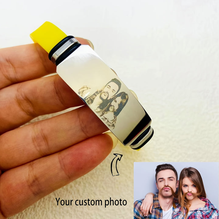 Custom Engraved Silicone Bracelet with Personalized Photo Casual Style December BirthstonePW3L