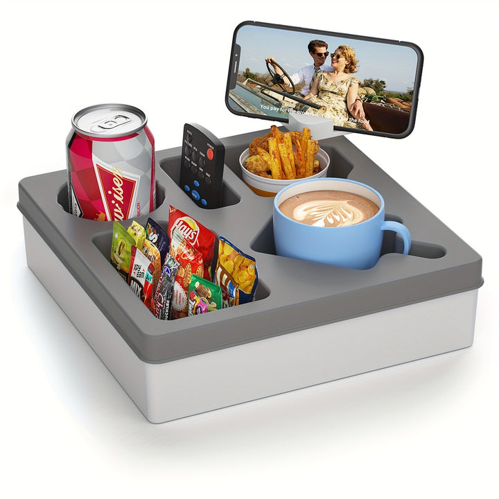 1pc Couch Cup Holder Tray Silicone Sofa Couch Caddy For Bed Seat Beach Organizer Waterproof Sofa Cup Holder With Phone Stand For TV Remote Snacks Drinks Cellphone