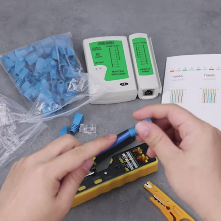 Ratcheting Modular Data Cable Crimper Wire Stripper Wire Cutter For RJ11RJ12 Standard RJ45 PassThru Connectors