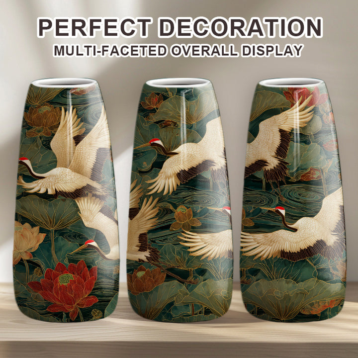 HandPainted Bird  Scenery Ceramic VaseAMLHPBSCV