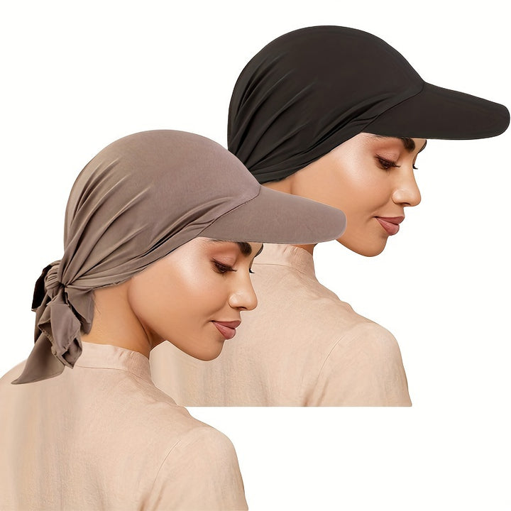 2pcs Brim Baseball Cap Turban Set