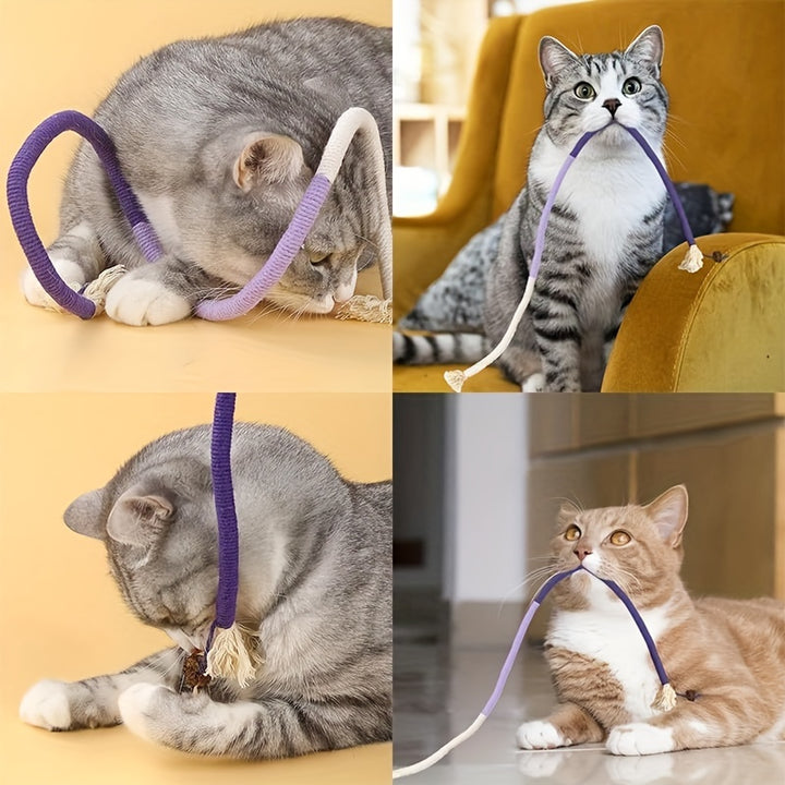 Durable Cat Chew Rope  Interactive Play  Dental Health Toy for Cats NonElectric Fabric Material