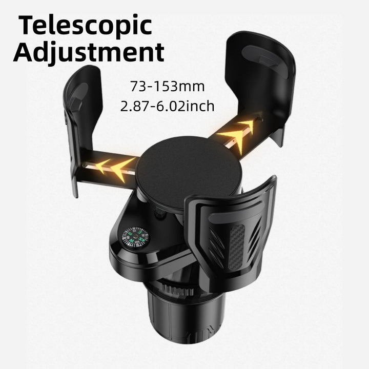 Car Cup Holder Expander Dock With Compass  Upgrade From One Cup Holder To Two 360 Degree Adjustable NoiseFree Adjustable Cup Holder Opening  Perfect For Different Size Cups And Bowls