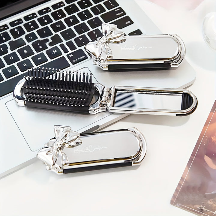 Folding Hairdressing Comb With Makeup Mirror  OINJ