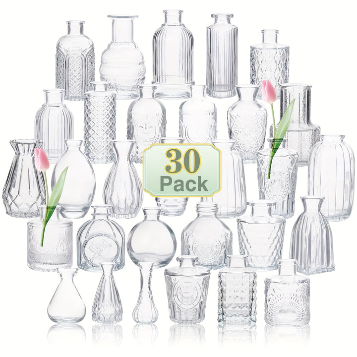 30Piece Clear Glass Bud Vase Set6ADD