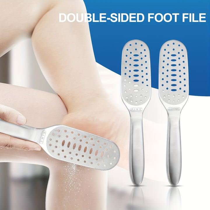1pc Professional Stainless Steel Silver Pedicure Foot File Callus and Dead Skin Remover Washable Foot Care Tool for Smooth and Soft Feet